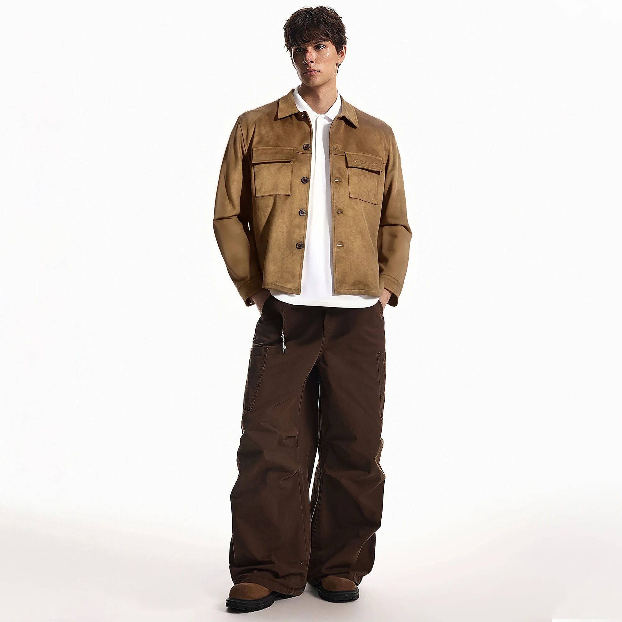 

Мужская куртка 2025 года, весенне-осеннее издание, топ с воротником, повседневное замшевое пальто, повседневное деловое пальто