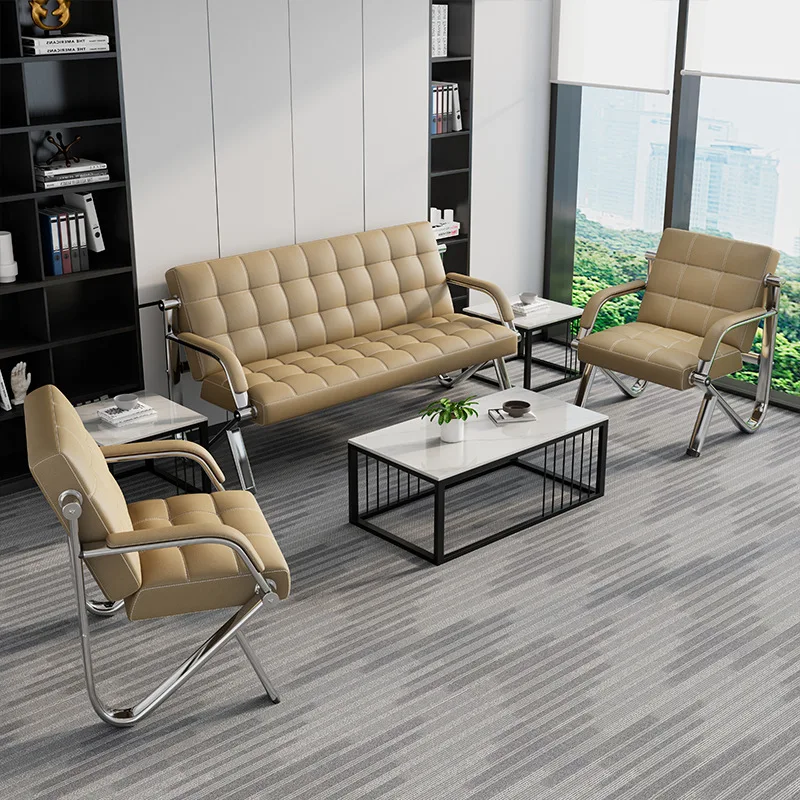 Divano da ufficio aziendale, piccola reception, combinazione di tavolini da caffè, semplice e moderno