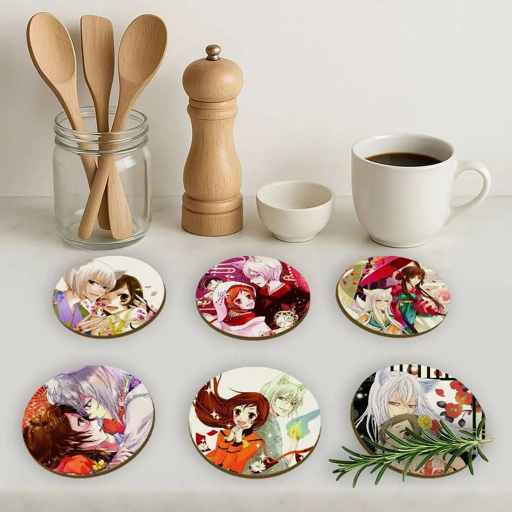 Anime Kamisama Kiss 2D Wooden Coasters Heat Resistant Non-Slip Home Office Bar Cafe Restaurant Holiday Birthday Gift Durable
