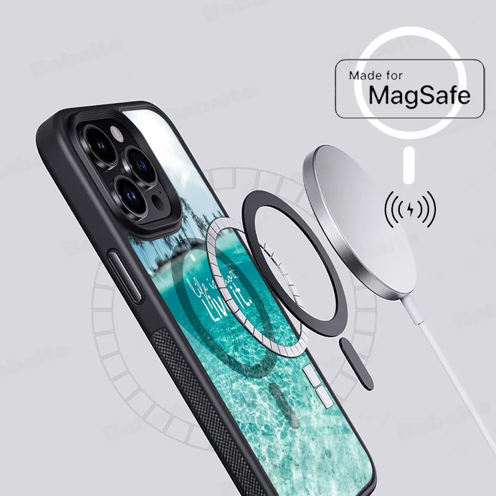 Mountain Sea Beach Reise-Handyhülle Magesafe magnetische kabellose Ladehülle für iPhone 16 11 12 13 14 15 Pro Max Plus Mini