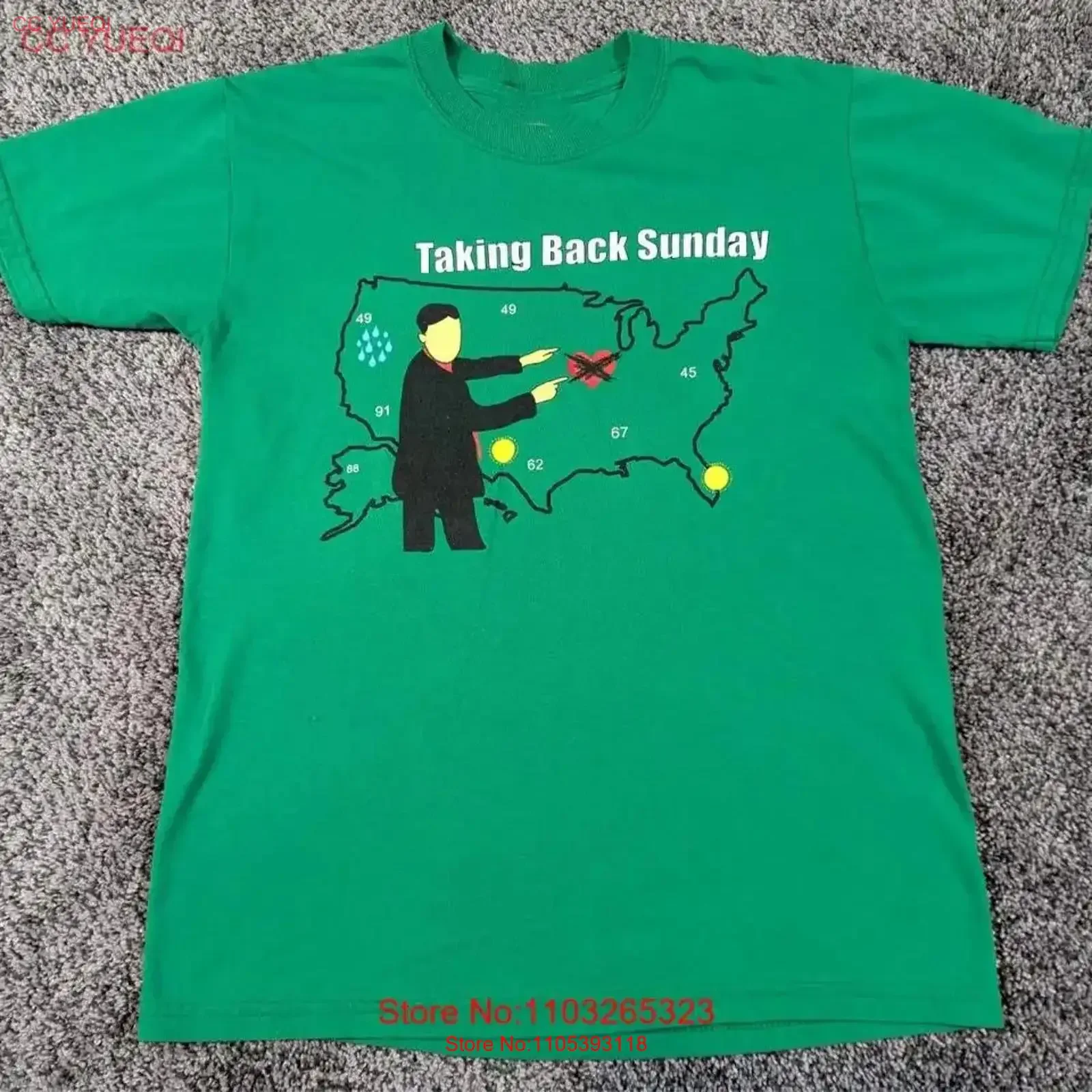 Vintage Taking Back Sunday T Shirt For Fan Green All Size OB185 vintage Washed Soft Breathable Stylish streetwear Versatile