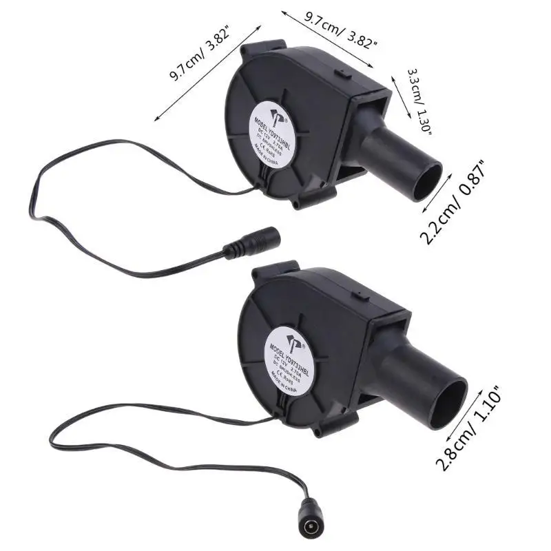 652F DC12v 9733 شواية باربيكيو منفاخ توربو بالطرد المركزي مع مروحة تبريد منفذ الهواء