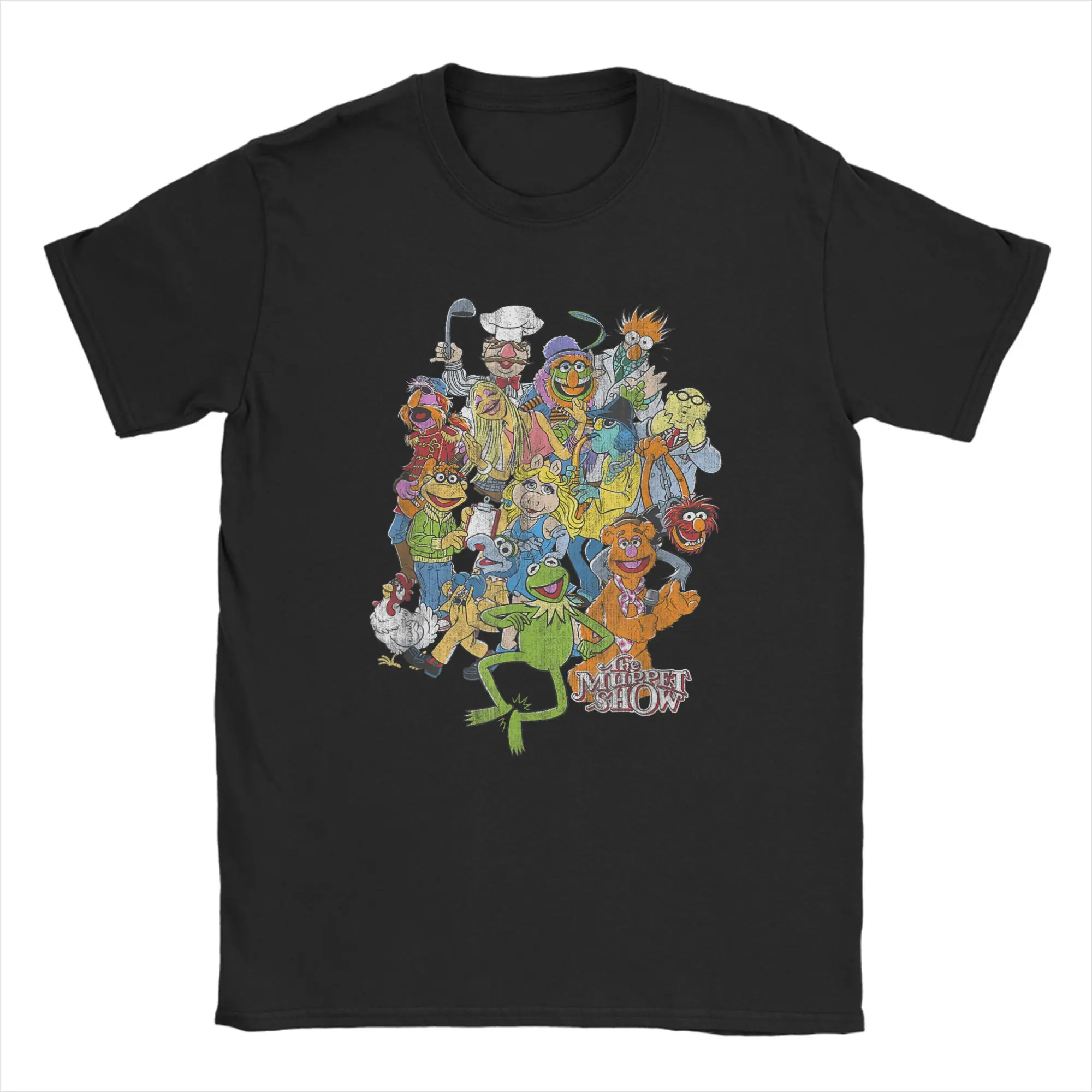 Streetwear T Shirt Beach The Muppets Main Characters Distressed Group Shot  Trendy Cool T-Shirts for Man Short Sleeve Tops
