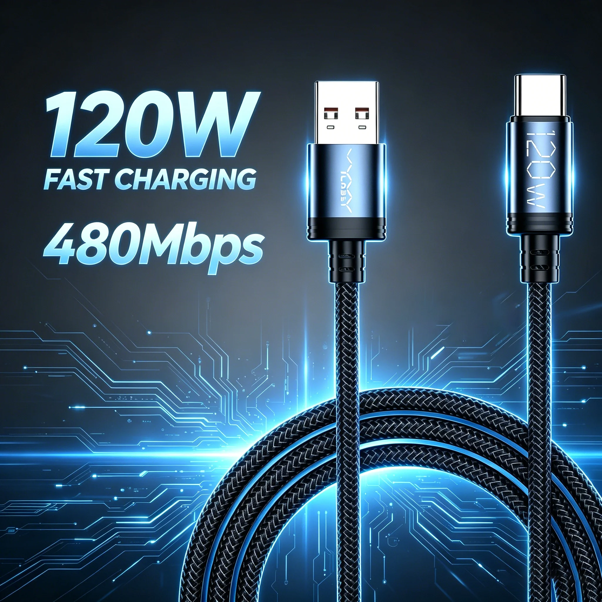 2er-/4er-Pack 120-W-Schnellladekabel USB-C-Schnellladekabel für MacBook, iPad, iPhone 17, 16 Pro Max, Laptop, Samsung, Home Office