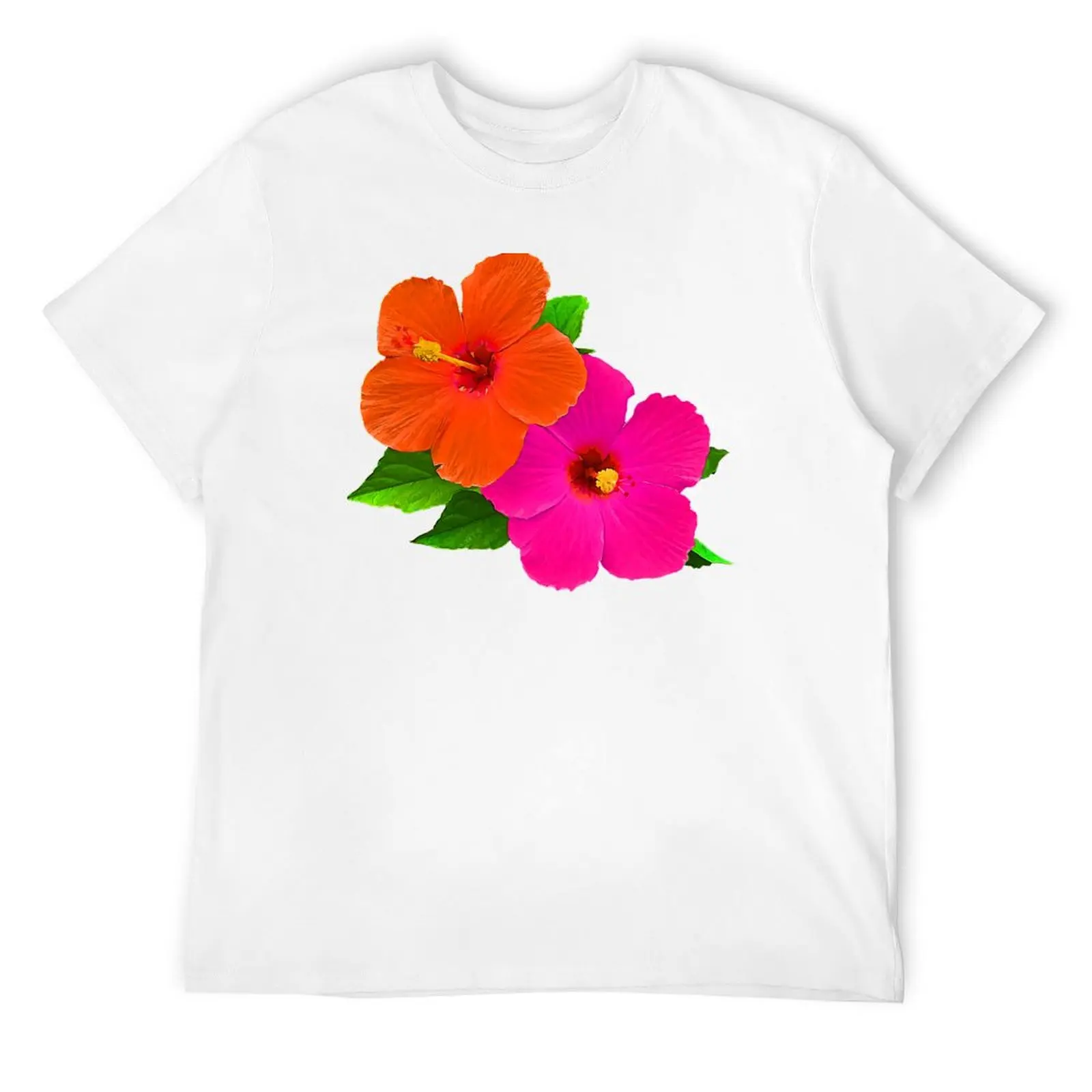 Hawaiian Hibiscus/Hot Pink/Orange T-Shirt vintage clothes basketball graphic tees plus sizes clothes mens workout shirts