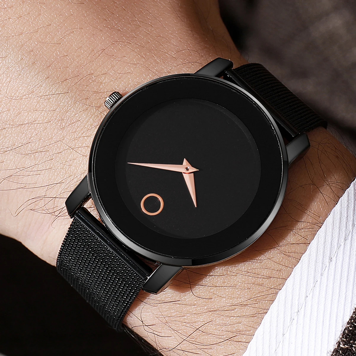 ساعات رجال الأعمال الفاخرة موضة الرجال شبكة معدنية باند ساعة كوارتز ساعة Relogio Masculino Reloj Hombre