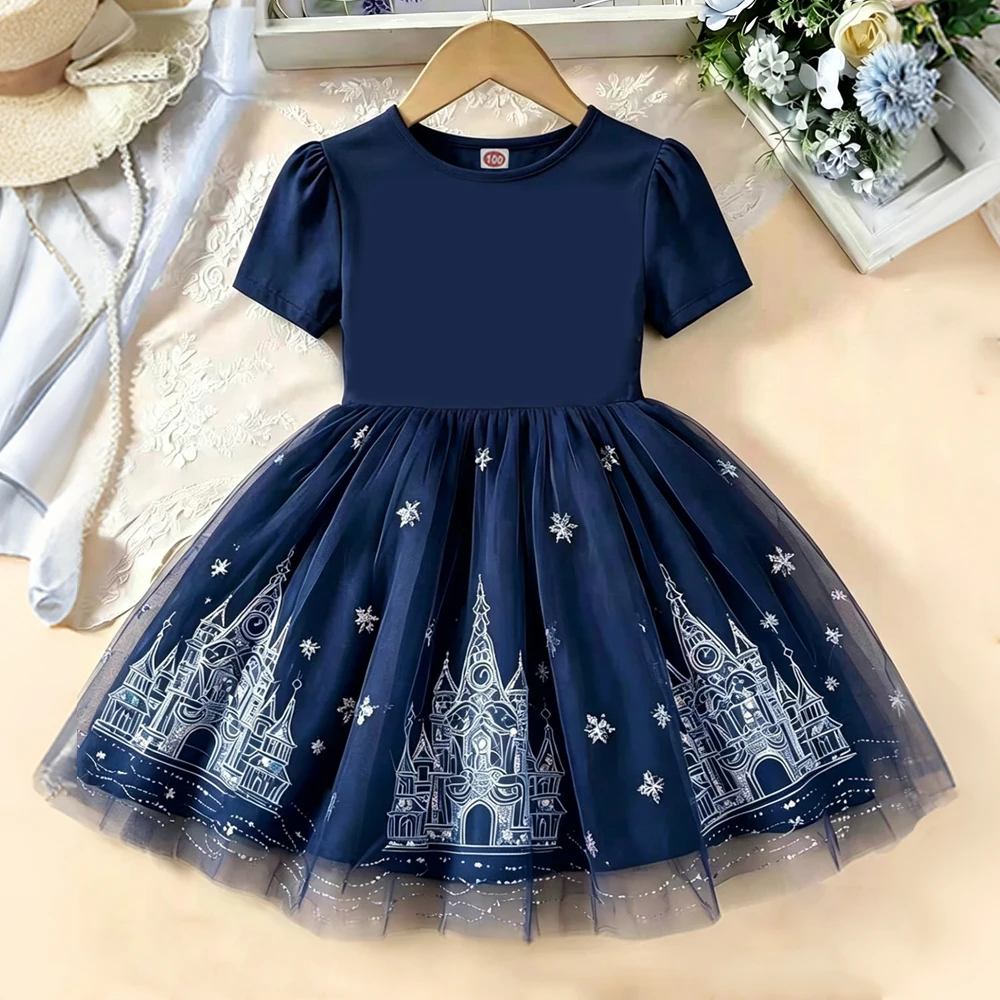 Sommer Neue Mode Kinder Prinzessinnenkleid Mädchenkleidung für Kinder Kurzarmkleid Baby Mädchen Geburtstagsparty Kleidung 2-8T – Detail 3