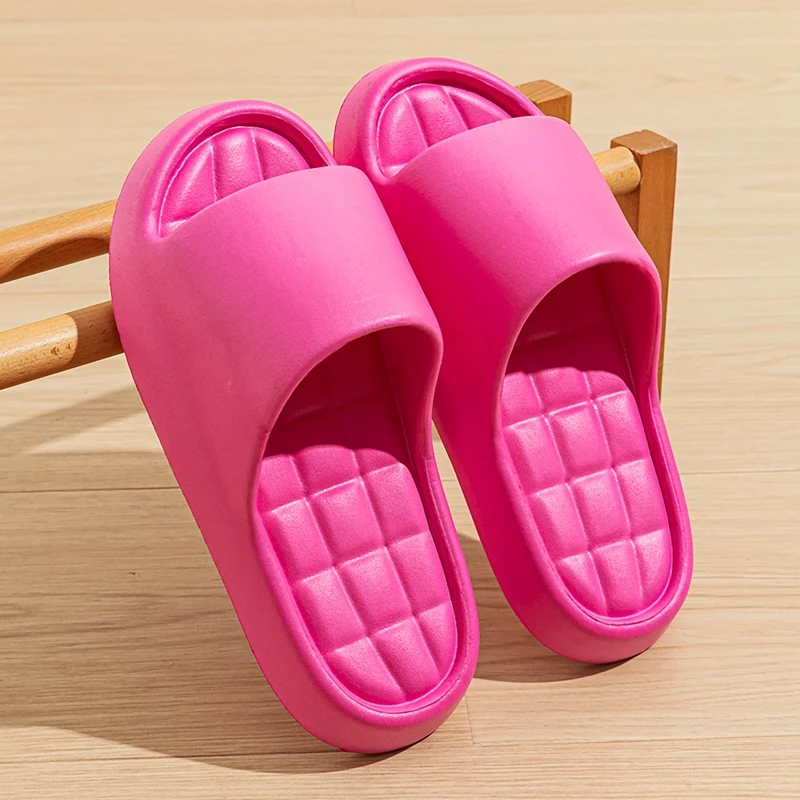 Fashion Women's Slippers Summer Indoor Solid Color Thick Soft Bottom Non-slip Cotton Home Leisure Shoes Couple image 3