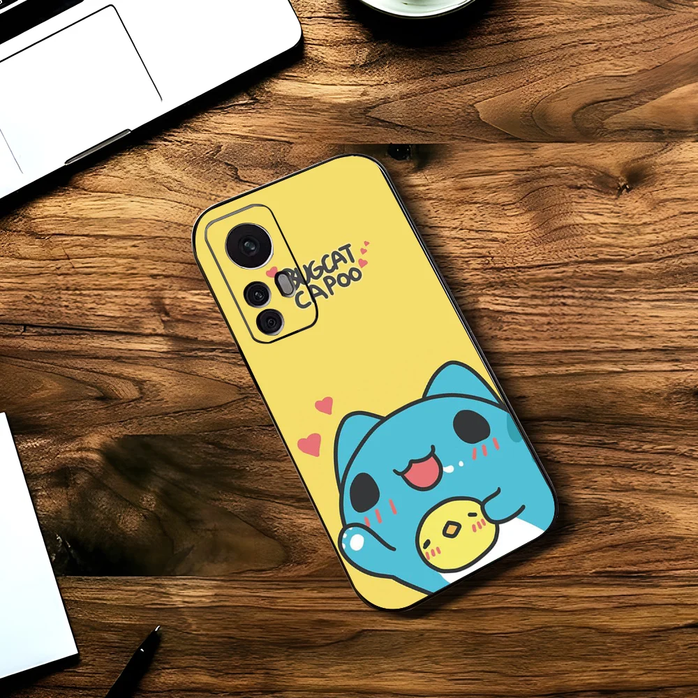 Comic Cat Bugcat Capoo Phone Case For Xiaomi 11 Redmi Note 11 5G 8T 9A 9 10T Note8Pro Note9 12SUltra Black Case