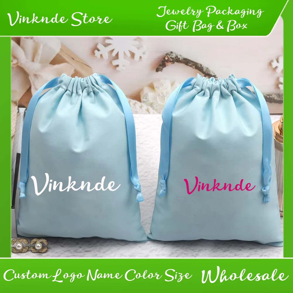 

100pack Flannel Gift Bags for Wedding Bachelorette 7x9cm Custom Logo Drawstring Bracelet Earrings Watch Purse Toiletry Organizer