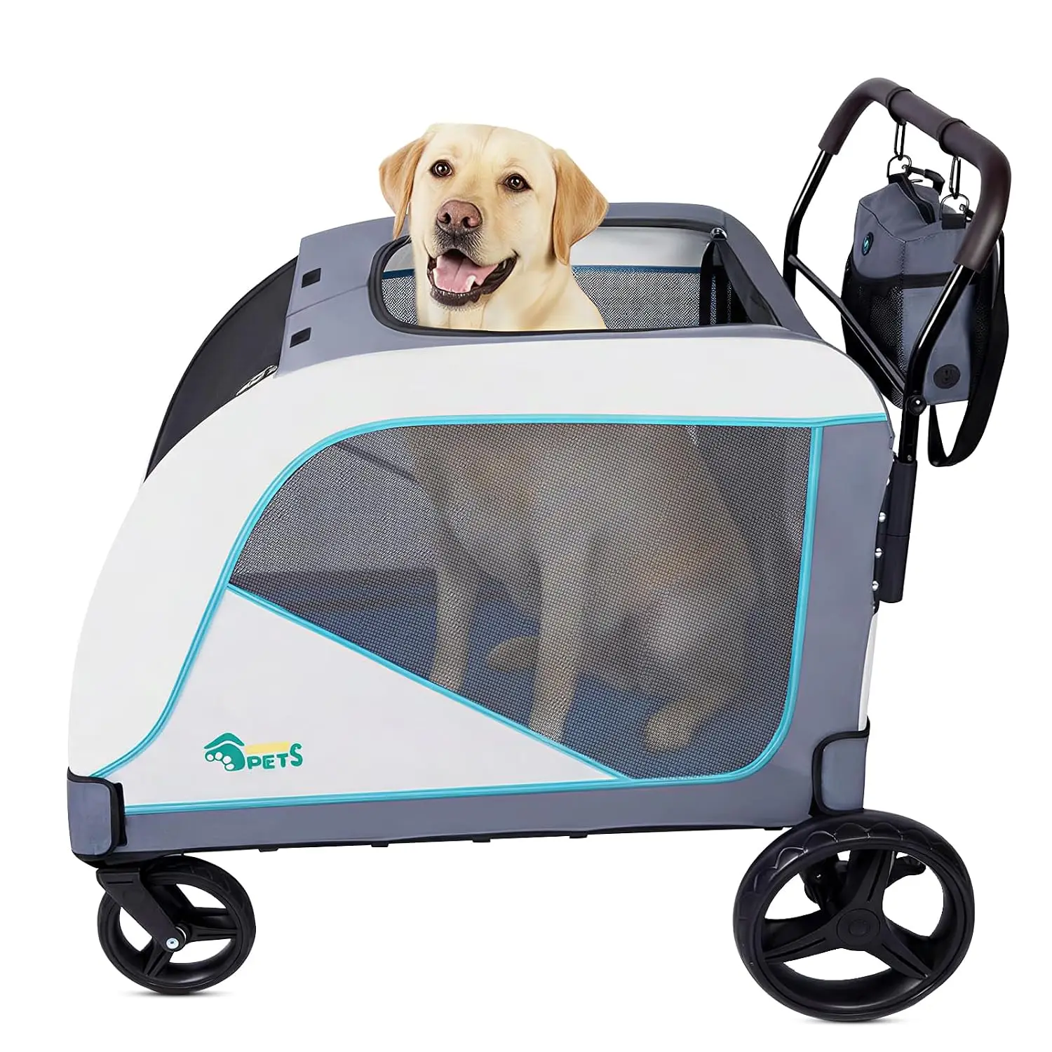 Extra Large Dog Stroller for Large Breeds, 154 lbs Capacity, Black | Low 12