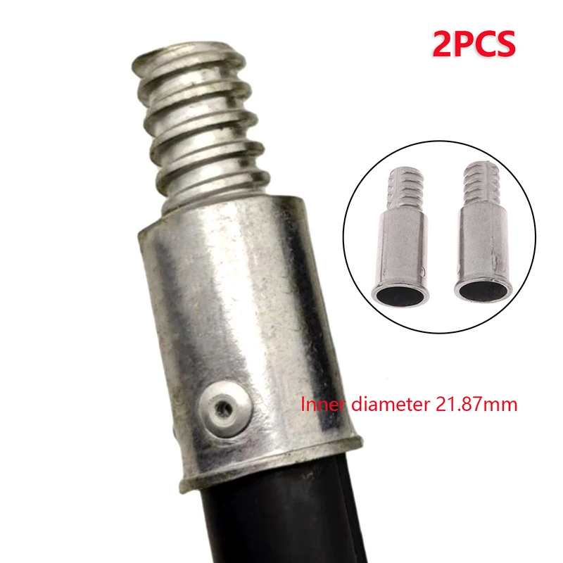 2pcs Broom Extension Pole Adapter Tips Metal Threaded Handle Tips End Adapter Repair Kit Connector Handle Extension