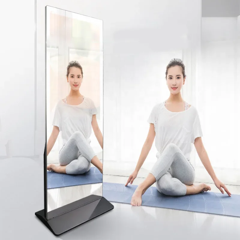 43 Inch Standing Magic Fitness Mirror Interactive Advertising Player Smart Lcd Touch Screen Android Smart Mirror With Camera