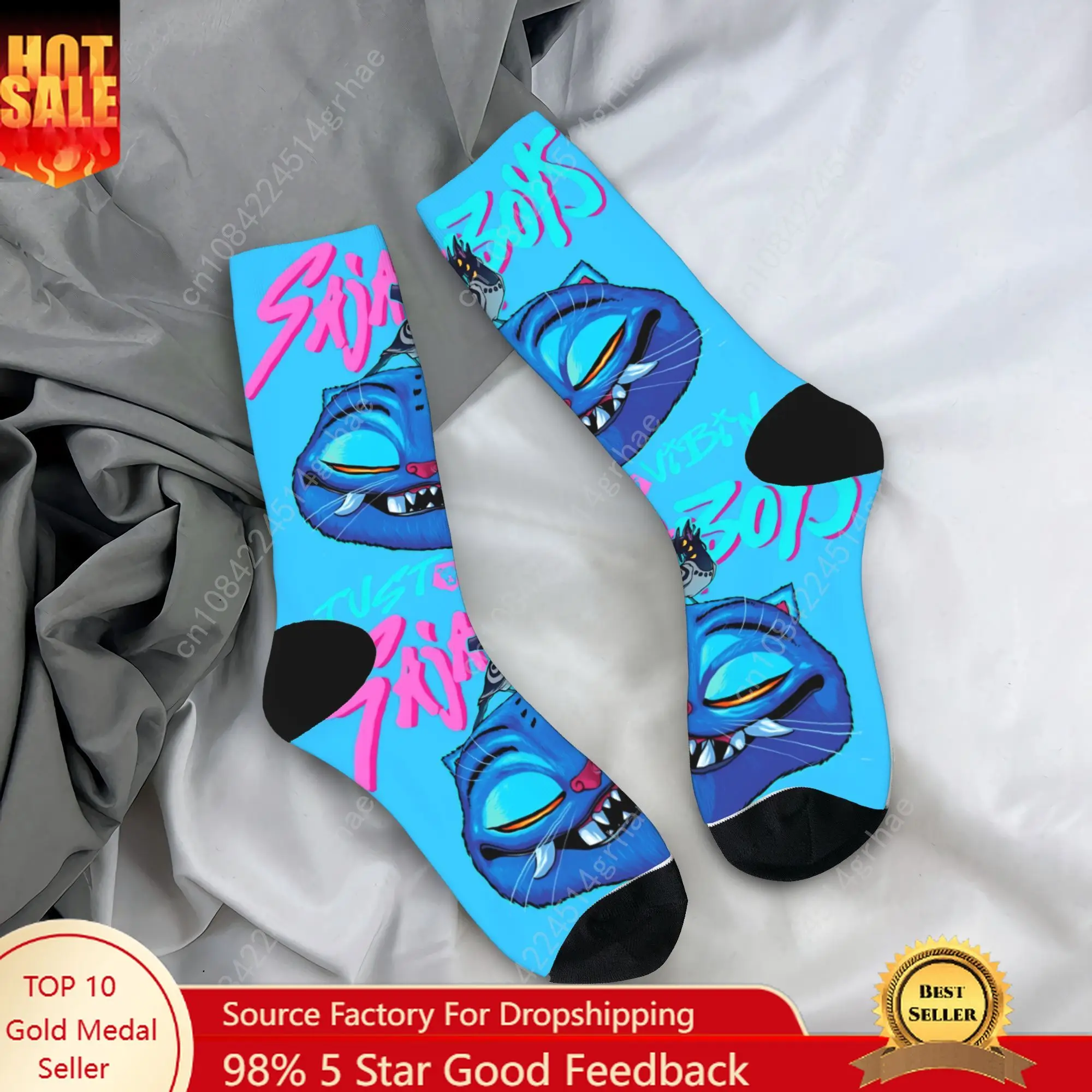 Kpop Demon Hunters Saja Boys Derpy Bird Just Vibin Socks  Vintage Stockings Men Soft Running Socks Autumn Design Anti Skid Socks