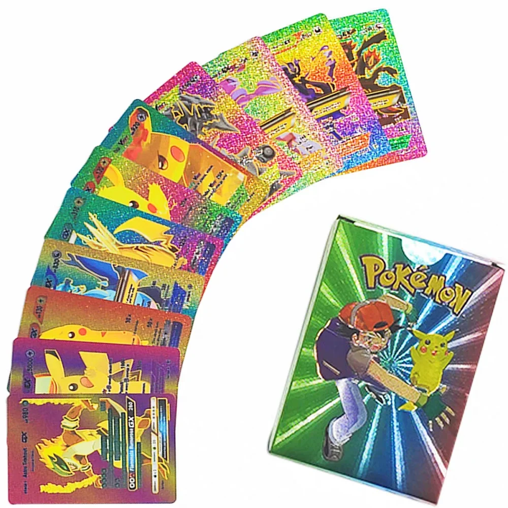 Pokemon Gold Foil Pikachu Cards Original Gold Silver Black Card Pokémon Game Holder Board Pack Series Children's Gift Cards Toys