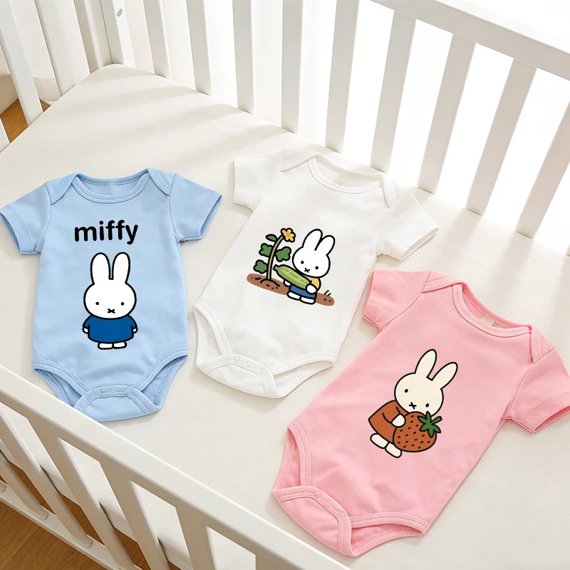 

Miffys Rabbit Baby Birthday Romper Newborn Short Sleeve George Pig Girl Boy Party Bodysuit Jumpsuit Infant Clothing Shower Gifts