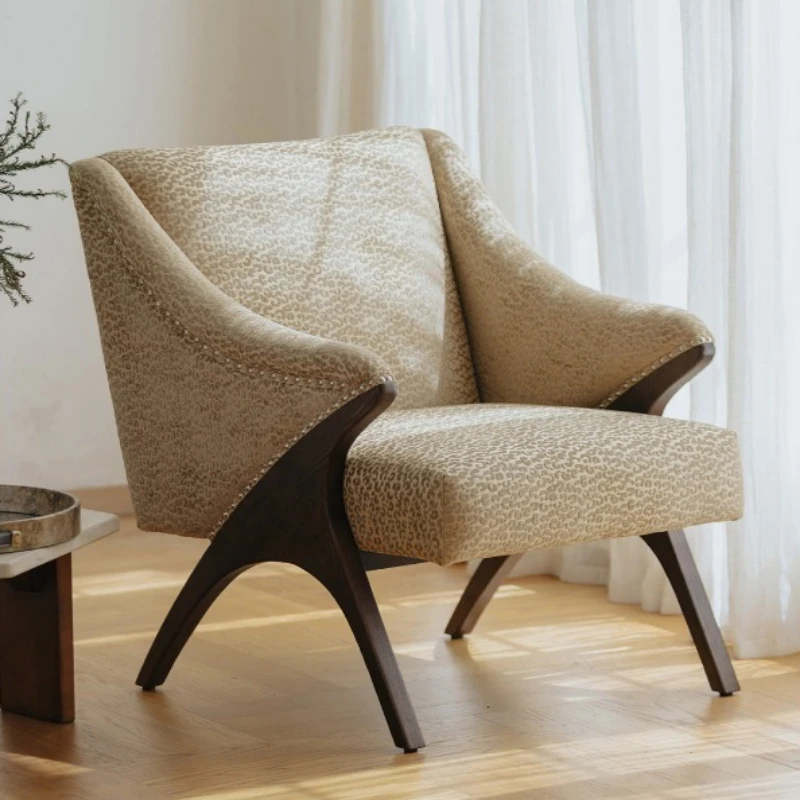 Modern simple leisure chair leopard print fabric sofa chair living room study