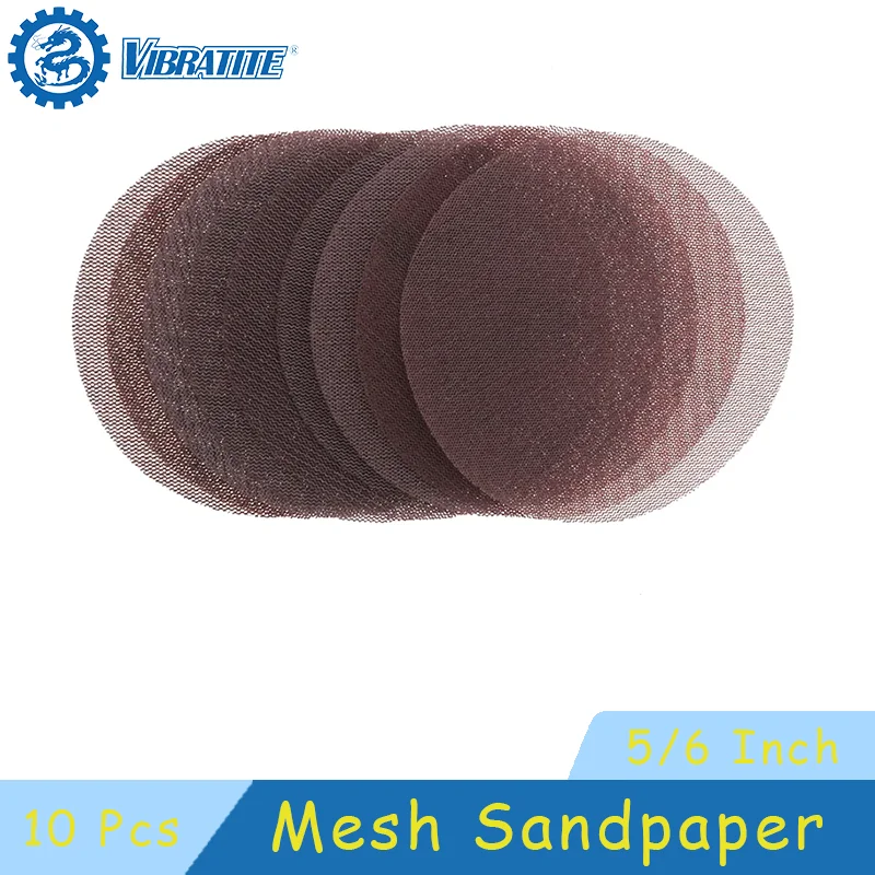 5/6 Inch Mesh Abrasive Dust Free Sanding Discs 10 Pcs Hook and Loop Grinding Polishing Sandpaper Assorted 60 to 1000 Grit