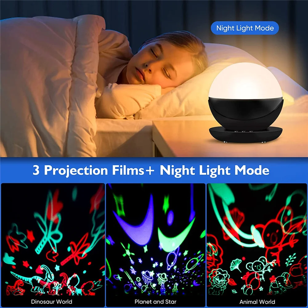 Proyector de luz nocturna de unicornio 3 en 1, lámpara giratoria de 360 °, regalo de unicornio/dinosaurio para niña, niño, decoración de dormitorio,