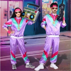 Alaiyaky 80s Tracksuit Costumes for Men, 90s Hip Hop Shell Suit Costume Mens 80s Retro Tracksuit Jacket Disco Costume