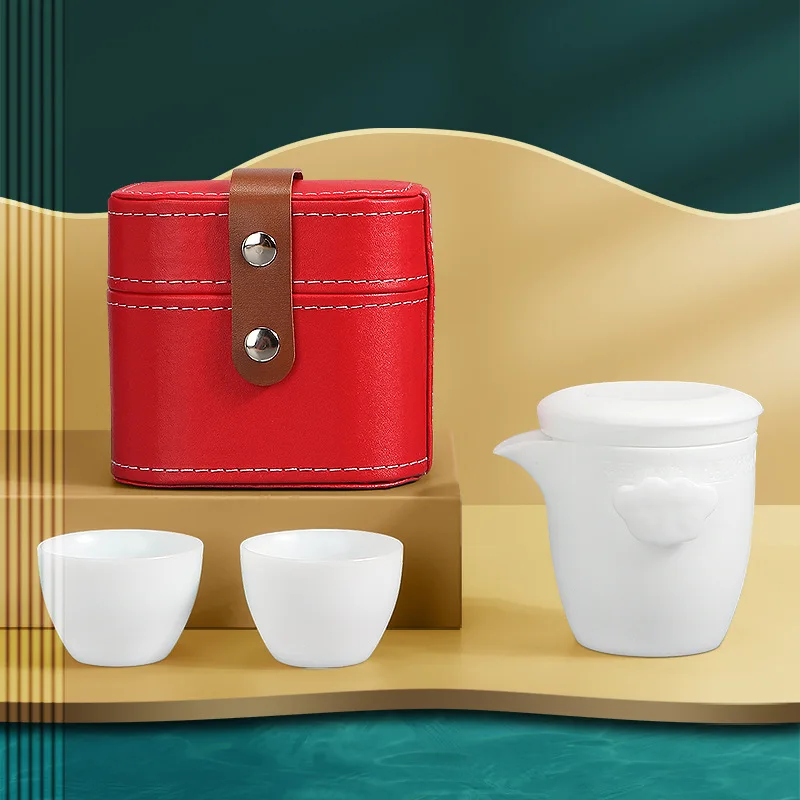 Ice Jade Porcelain Travel Tea Outdoor Camping Portable Storage Car Fast Cup Set Gift
