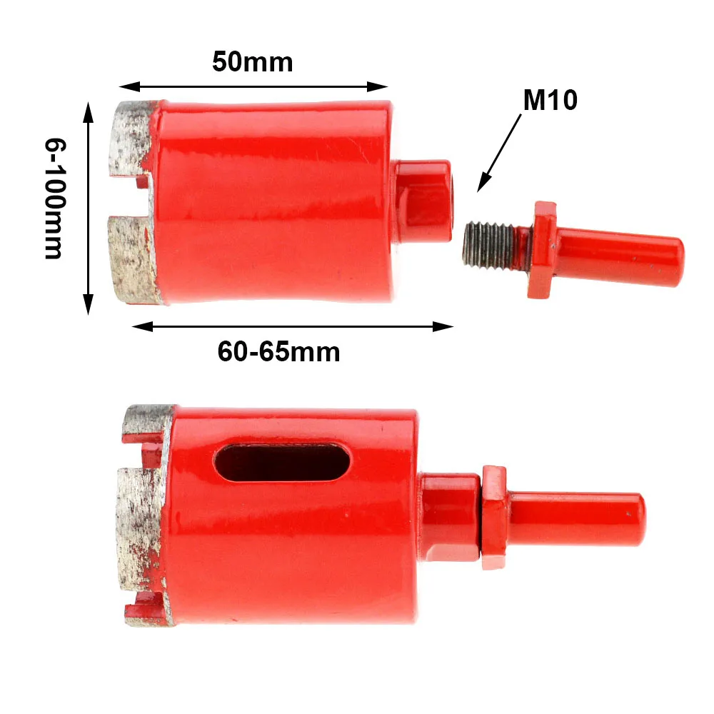 1ชิ้นเกลียว M10 6-100มม. แกนเจาะเพชร6-มม. คอนกรีตกระเบื้องเซรามิกอิฐรูเลื่อยสำหรับอุปกรณ์ลูกหมูอิฐ