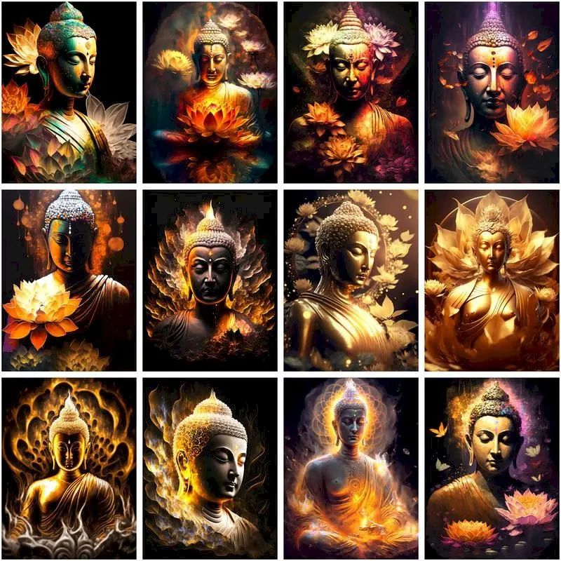 

CHENISTORY Classic Picture By Numbers Crafts Decorative Paintings Buddha Number Paiting Home Decoration Digital Portrait