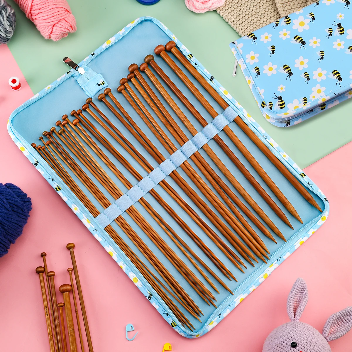 New Portable Stick Needles Bag Waterproof Knitting Needles Bag Daisy Crochet Needles Tote Bag For Sewing Tools Accessories Gift