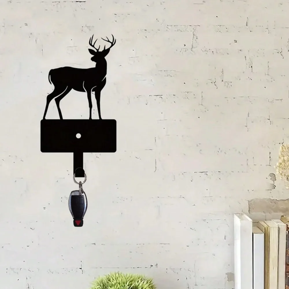 1 قطعة خطاف معدني صغير على شكل غزال صغير مقاوم للماء ومقاوم للصدأ خطاف قوي غير يتلاشى لمفاتيح الأكواب والمظلات وسهل التركيب والقرن