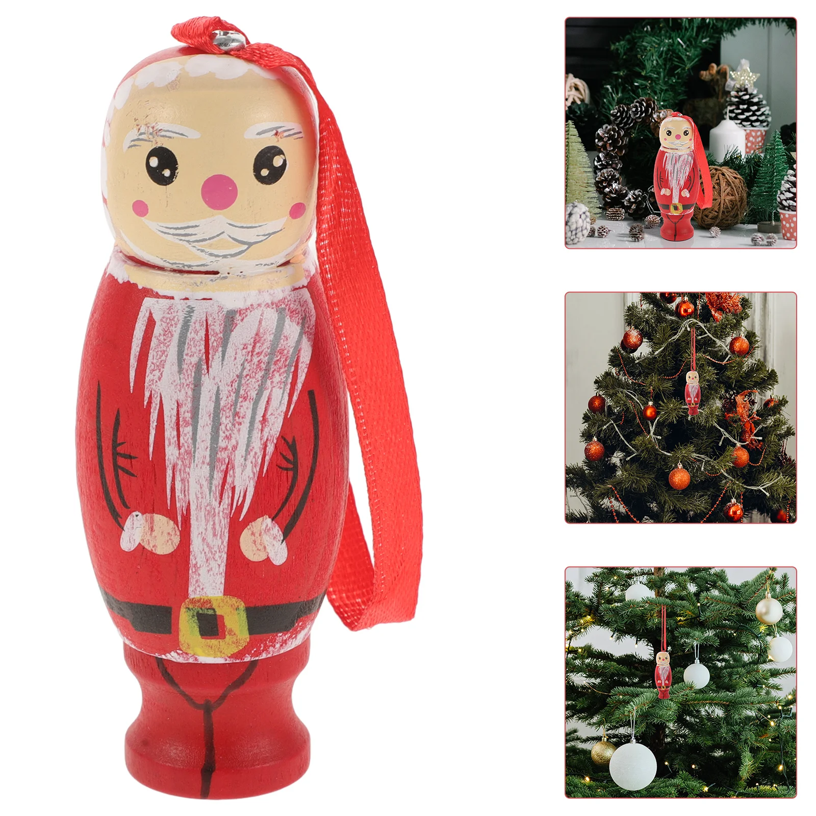 

Classic Santa Claus Hanging Ornament Wooden Christmas Decoration Festive Design Holiday Tree Pendant for Home Restaurant Hotel
