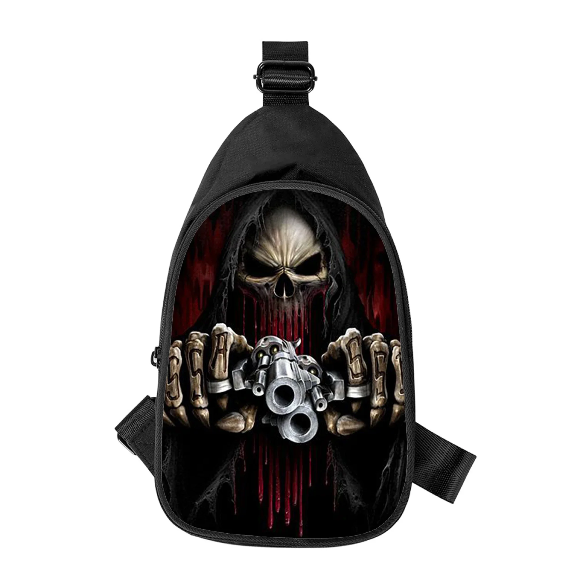 Bolso de pecho cruzado con estampado 3D de esqueleto grim Reaper para hombres y mujeres, bolso de hombro en diagonal, paquete de cintura escolar para marido, paquete de pecho para hombres, nuevo