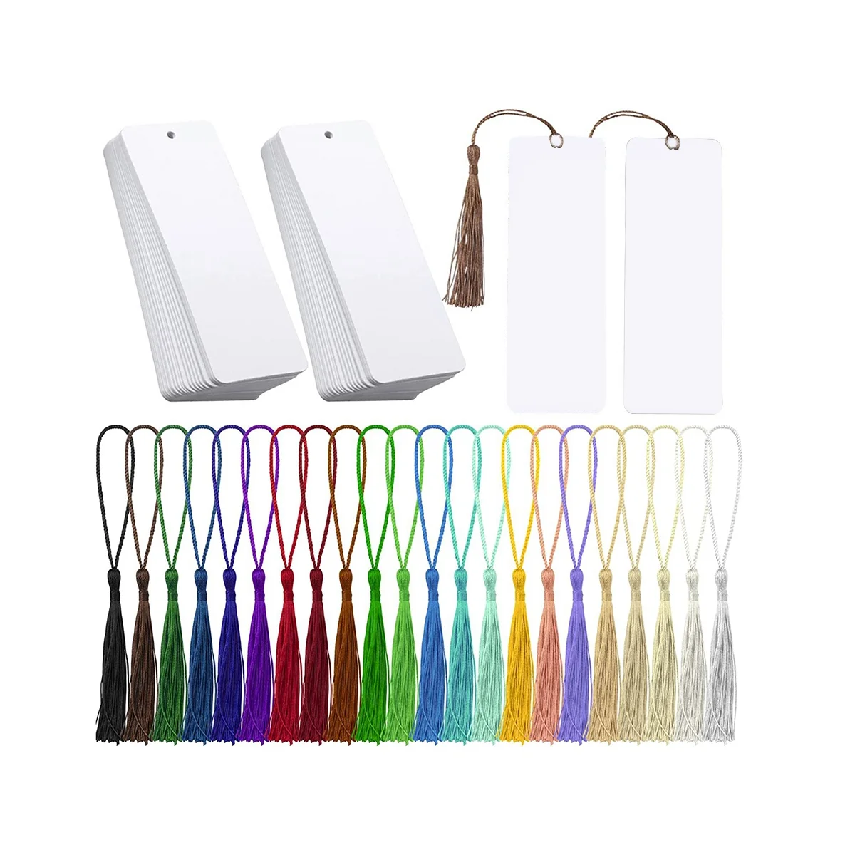 80Pcs Sublimation Bookmark Blank Heat Transfer Bookmarks DIY Bookmarks with Hole and Colorful Tassels for Crafts