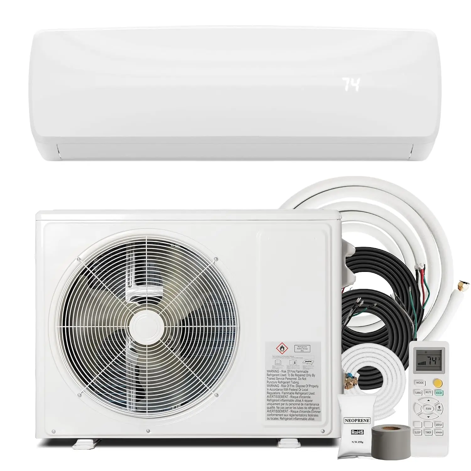 18000BTU Mini Split Air Conditioner Heat Pump, 19 SEER2 Inverter Compressor AC Unit Cools Rooms up to 1250 Sq. Ft, 230V, Custom