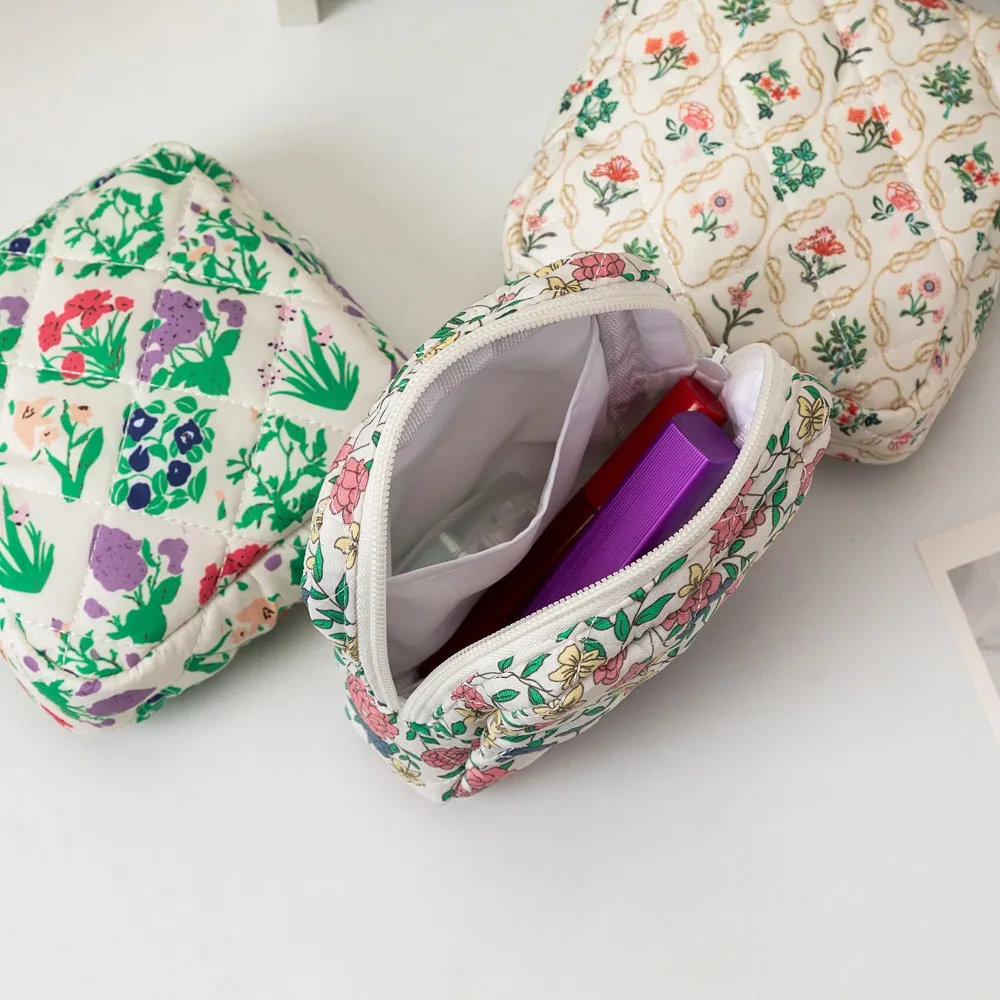 Monedero Floral portátil, bolsas de almacenaje de pañuelos sanitarios multifuncionales de gran capacidad, bolsa de cosméticos