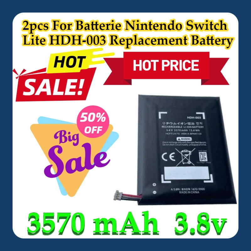 

2pcs For Batterie Nintendo Switch Lite HDH-003 3570 mAh Replacement Battery