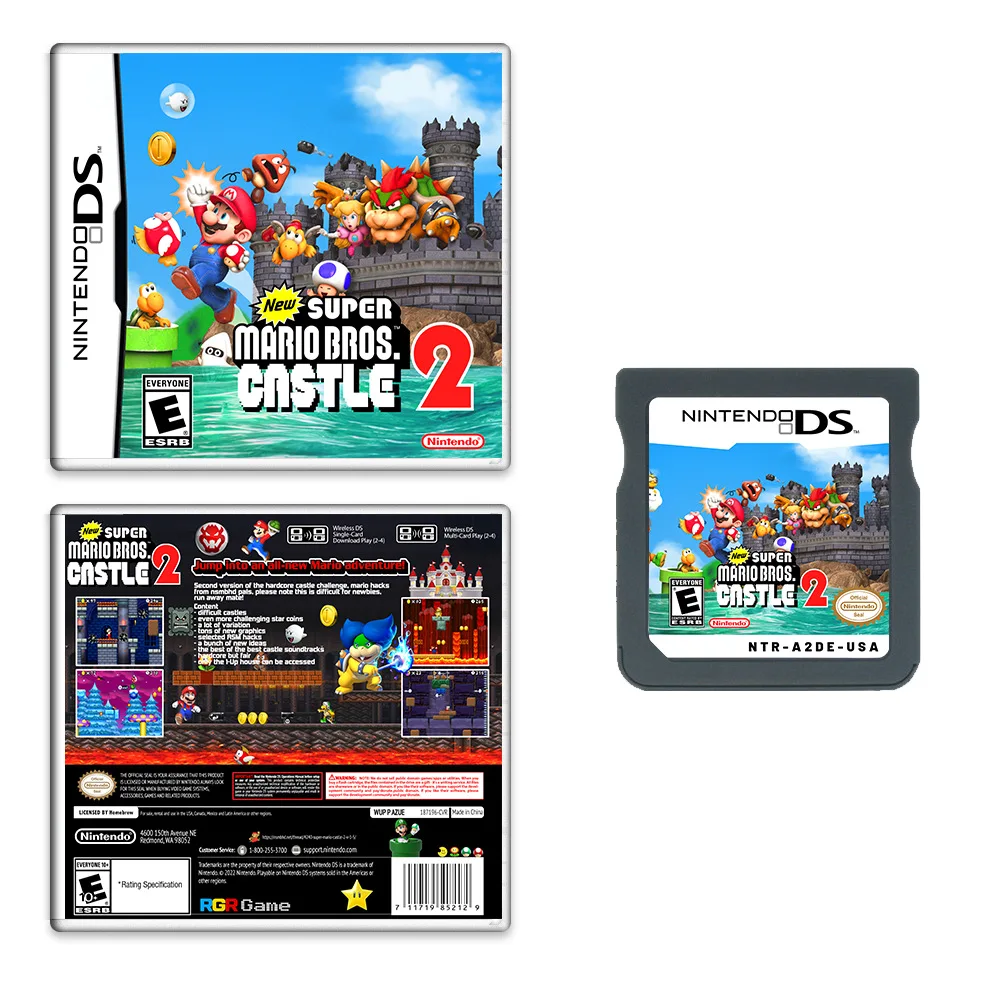 NDS Cartridge Game Cards New Super Mario Bros Castle 2 Classical 2D Action-adventure Game Collection Original Card Kid Toy Gifts