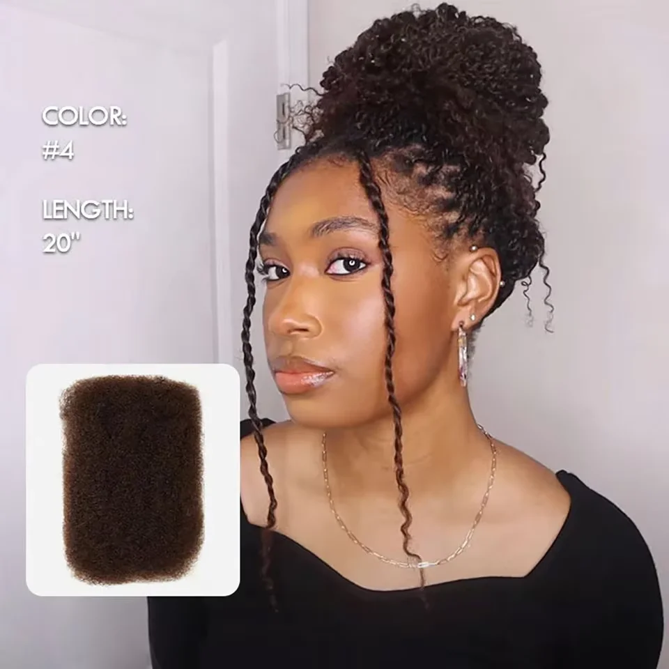 

Malaysia QVR Afro Kinky Bulk Human Hair For Braiding Dreadlock Hair 50g/pc 100% Virgin Linght Brown Remy Human Hair Extension