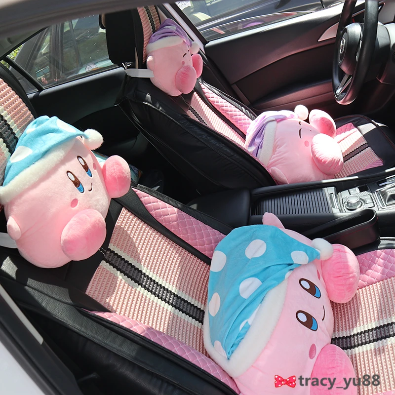 Kirby Headrest Back Cushion For Car Seat Stuffed Anime Kawaii Plushies Very Soft Throw Pillow Sofa Bed Home Decor Xmas Gift Girl