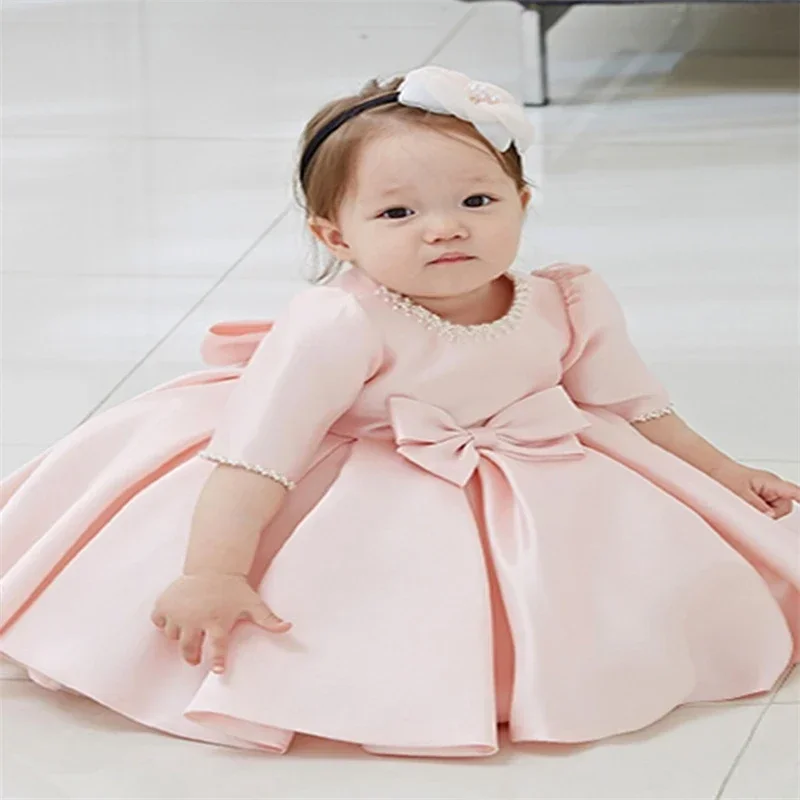 Girls Ball Gowns Princess Girls Dress For Party And Wedding Tulle Puffy Pearl 1st Birthday Party Baby Baptism Christening Dress