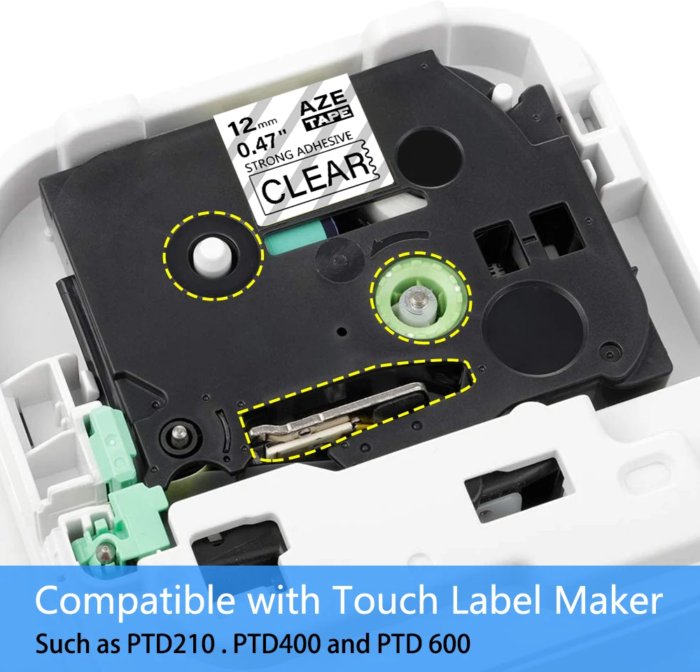 5 Stück Schwarz auf Transparent Stark Klebendes Laminiertes Etikettenband Kompatibel mit Brother TZe-s131 9/12/18/24mm Etiketten für P-Touch Drucker – Detail 2