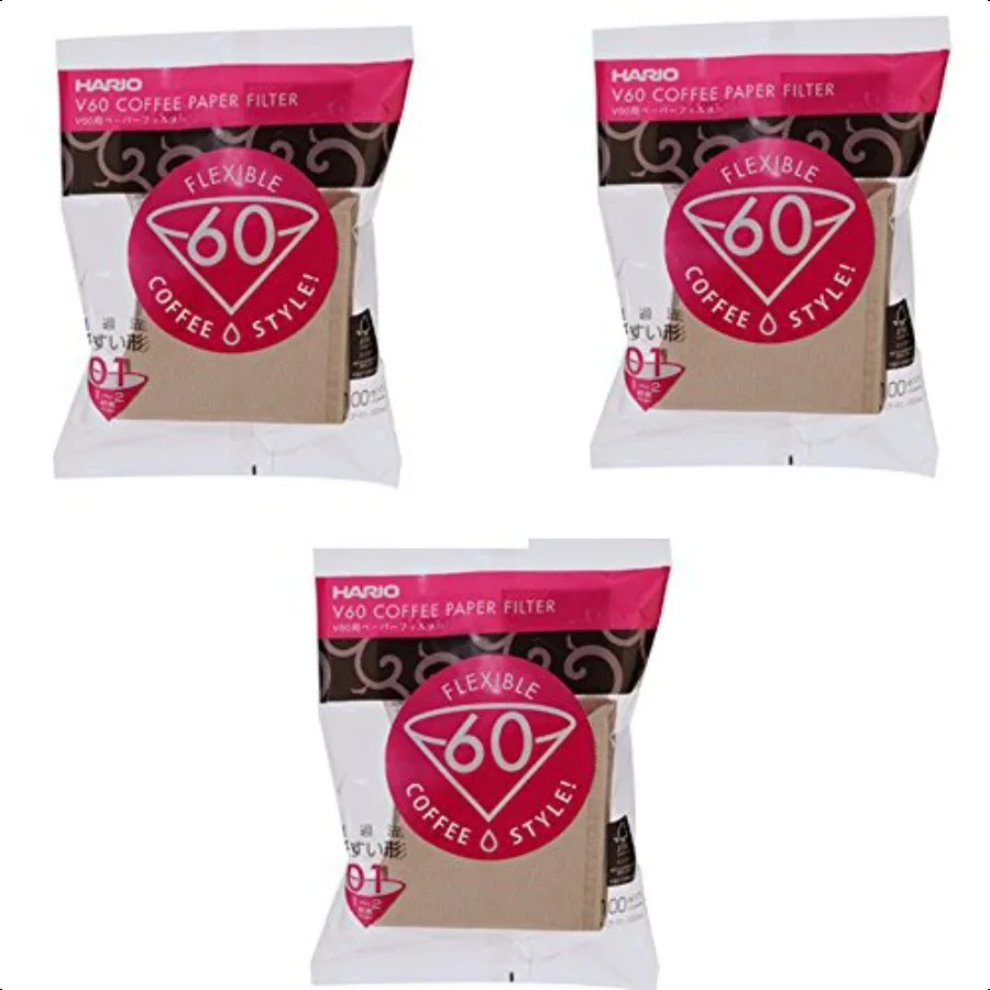 

01 100Count Coffee Natural Paper Filters 3Pack Set Total of 300 Sheets (Japan import) by