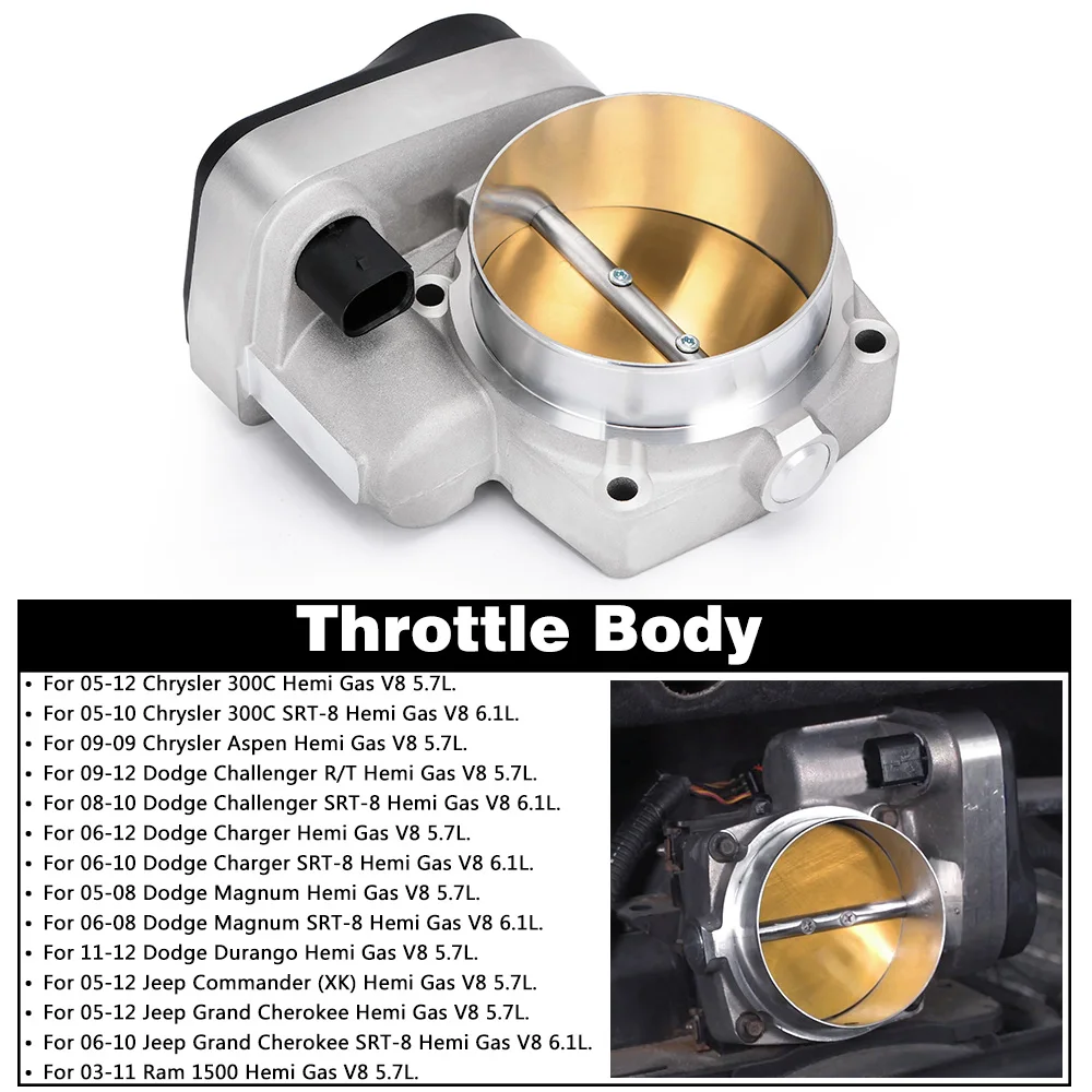 VR- 90mm Enlarged Throttle Body for 2003-2012 Dodge Ram Jeep Hemi V8 5.7L 6.1L 6.4L 4591847AC/AB/AA 68060354AA VR-TTB93