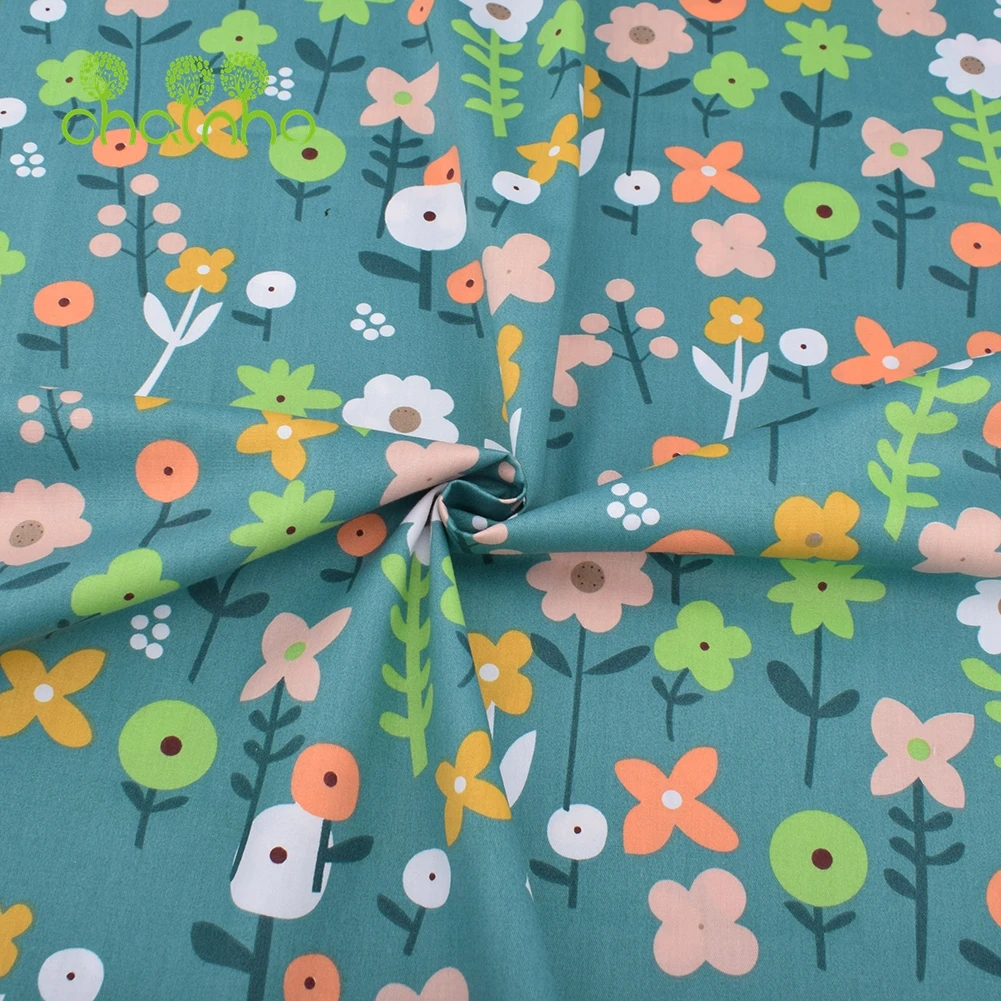Chainho,Printed Twill Weave Cotton Fabric,DIY Sewing Quilting Material,Patchwork Cloth,Jungle Series,2 Specification,CC297