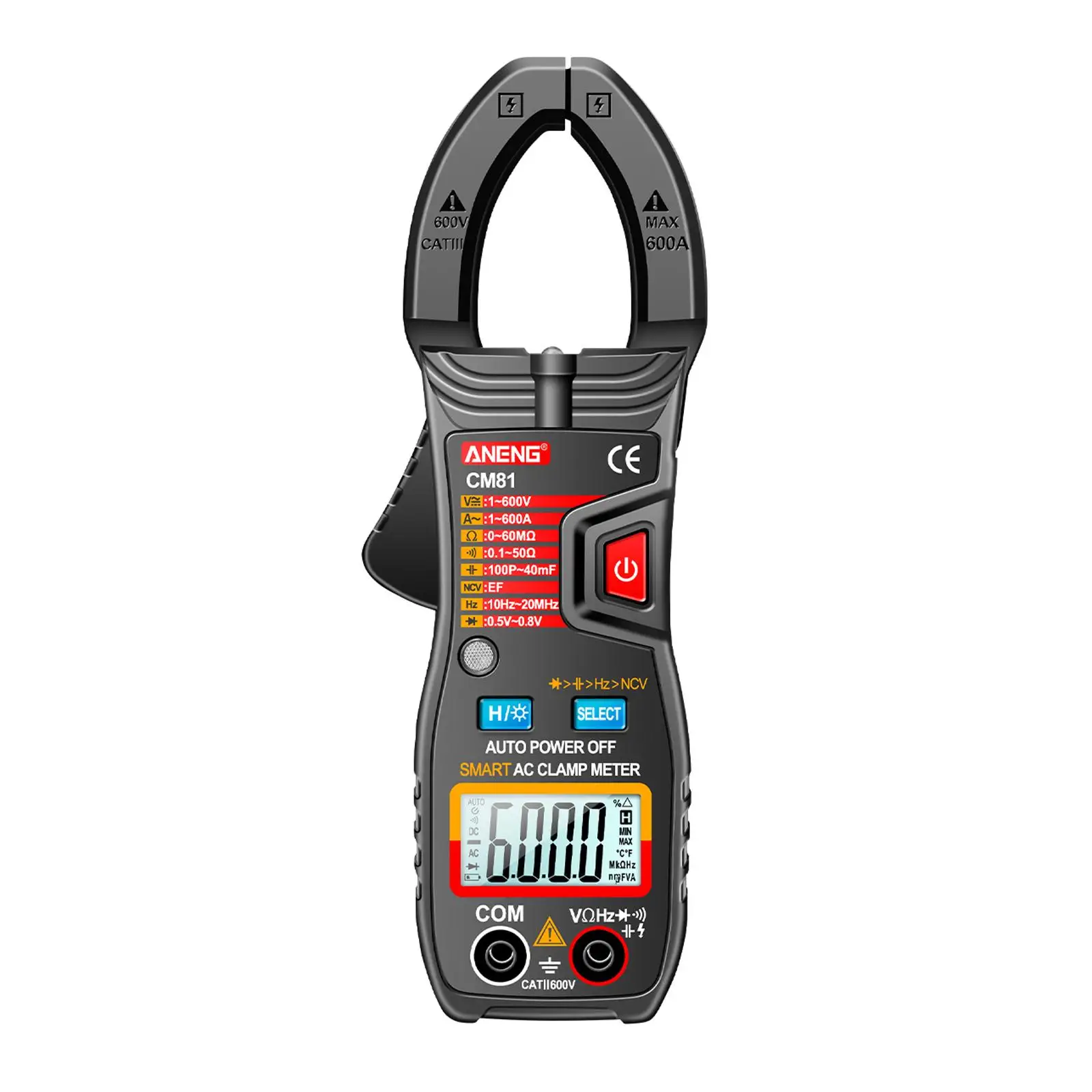 Premium Digital Clamp Meter Real Time Temp Display Accurate with LED Flashlight LCD Backlight Display Versatile Clamp Multimeter