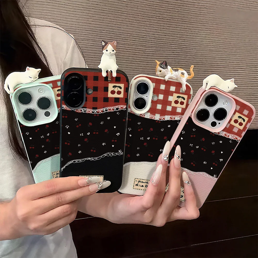 لطيف القط ثلاثية الأبعاد قضية الهاتف آيفون 17 غطاء آيفون 12 15 13 14 11 17 16 برو ماكس 16 زائد 17 الهواء iPhone17 iPhone11 لينة فوندا غطاء #1