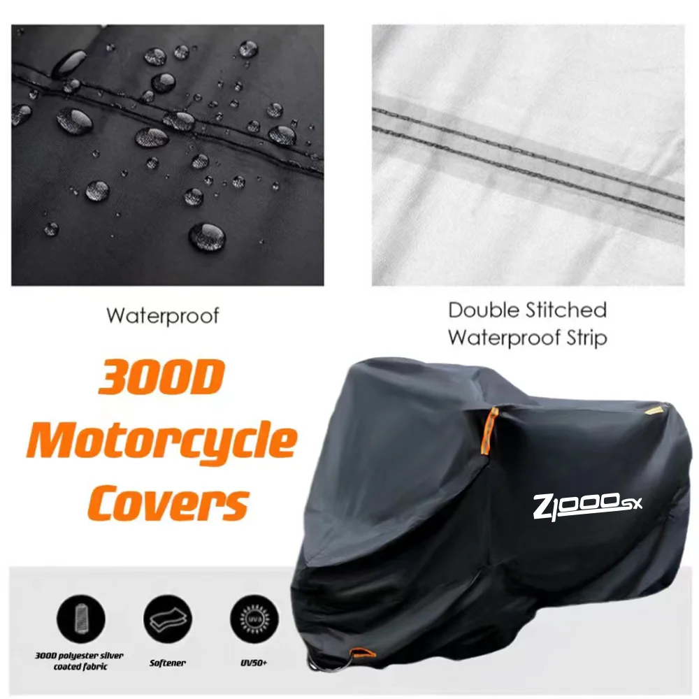 Thick 300D Silver Coated Windproof Motorcycle Protector Cover For Kawasaki Z 1000SX z1000 SX 2013-2023 with Z1000SX