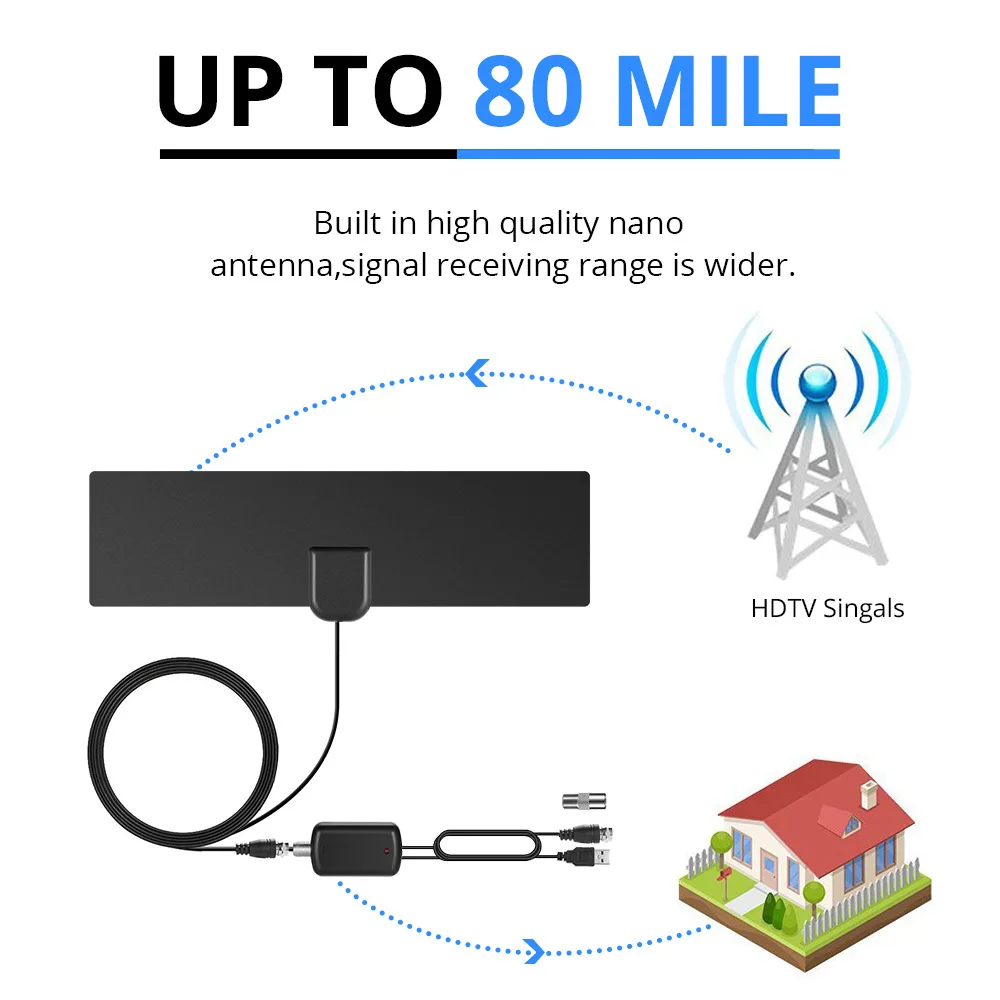 HDTV Digital Indoor Signal Receiver 28dBi DVB-T TV dab Antenna With Amplifier 80 miles CMMB Televison Receivers Freeview