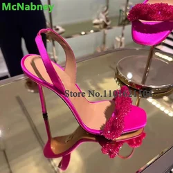 2024 New Arrivals Back Strap Luxury Design Sandals For Female Women Thin High Heel Round Toe Sexy Elegant Fashion Summer Shoes