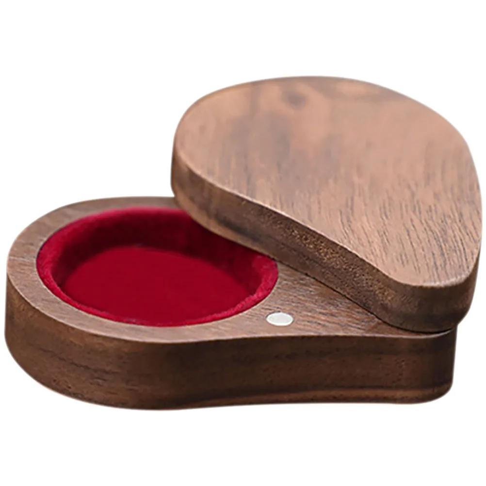 

Solid Wood Heart Shaped Jewelry Box Small Size Black Walnut Storage Case for Rings Earrings Necklace Display Home Gifts Wooden