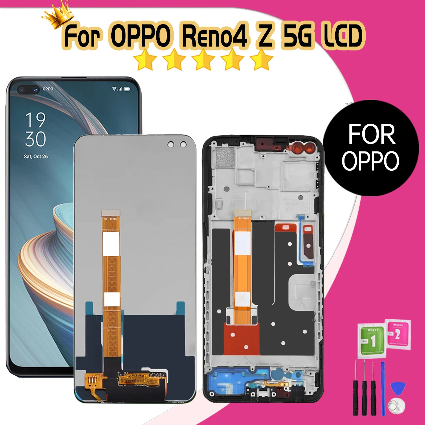 

Дисплей 6,57 дюйма для Oppo Reno4 Z 5G LCD CPH2065, сенсорный экран дисплея, запасные части для Oppo Reno 4Z, цифровой преобразователь ЖК-дисплея в сборе